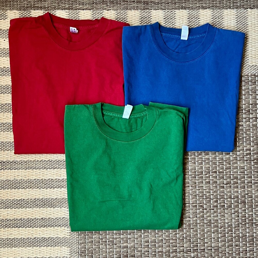 Los Angeles Apparel Red, Blue & Green Short Sleeve Tees